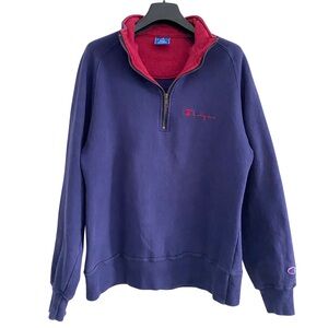 Vintage Champion Women's Quarter Zip Pullover Sweatshirt